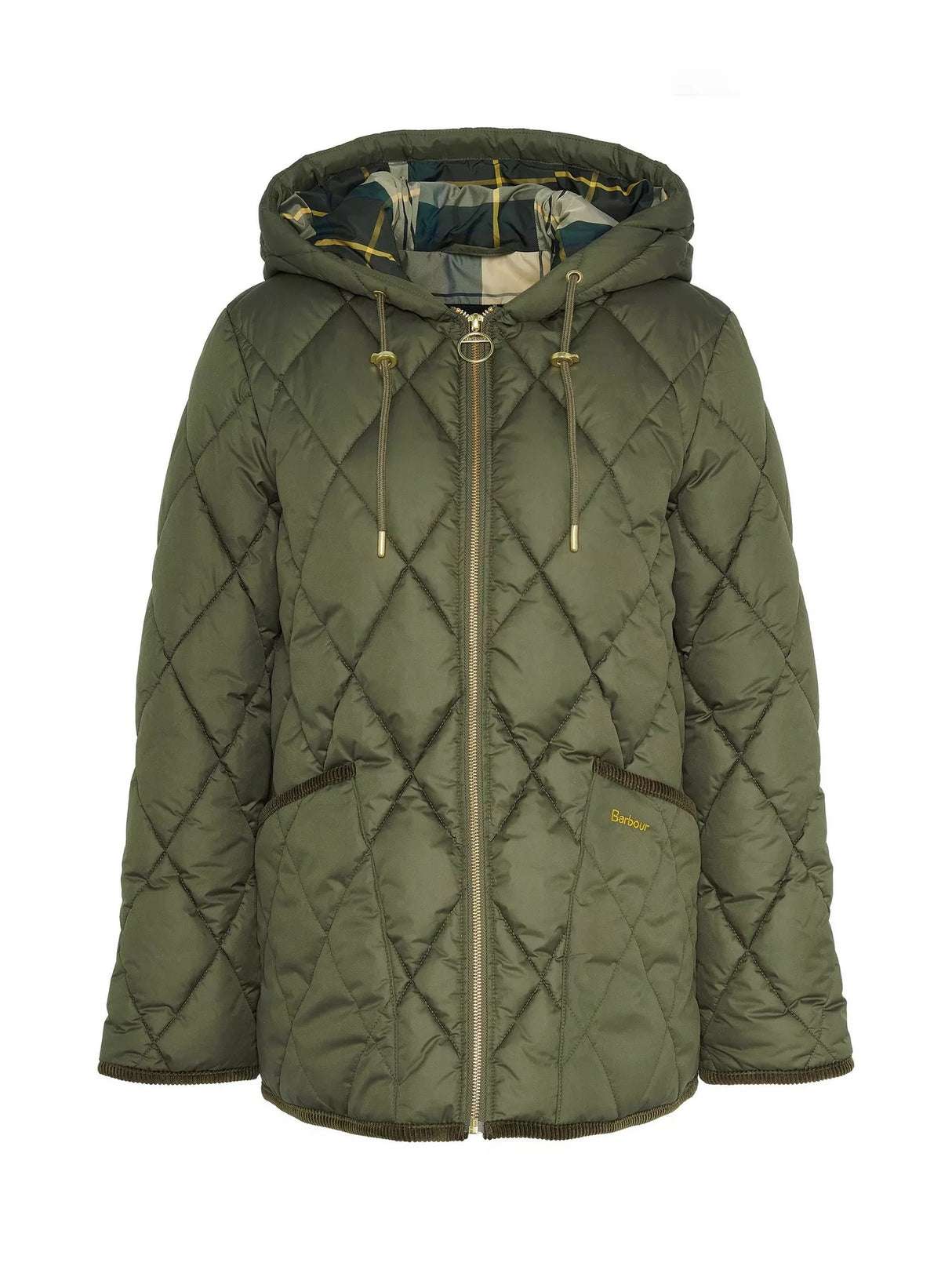 Barbour Women's Erin Puffer Quilted Jacket - Olive/Ancient Tartan - Size 12