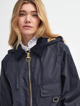 Barbour Women's Highclere Plain Waxed Cotton Jacket - Navy Blue - Size 16