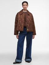 Barbour Bernadette Womens Regular Fit Polyester Quilted Jacket Size 8 Brown