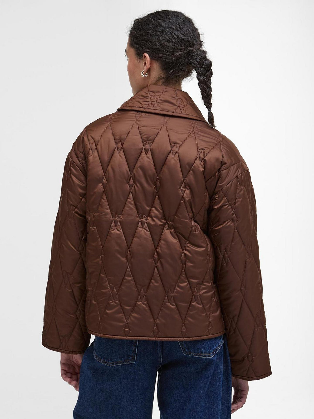 Barbour Bernadette Womens Regular Fit Polyester Quilted Jacket Size 8 Brown