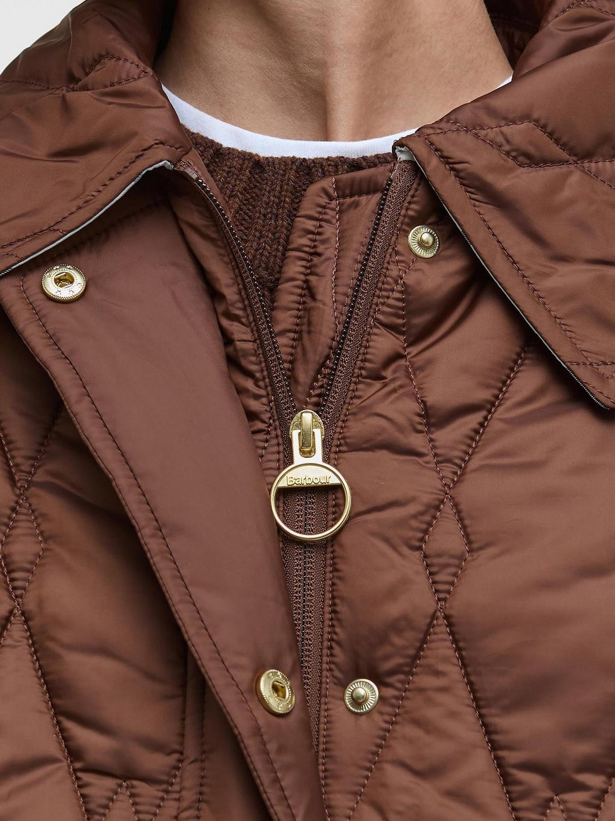 Barbour Bernadette Womens Regular Fit Polyester Quilted Jacket Size 8 Brown