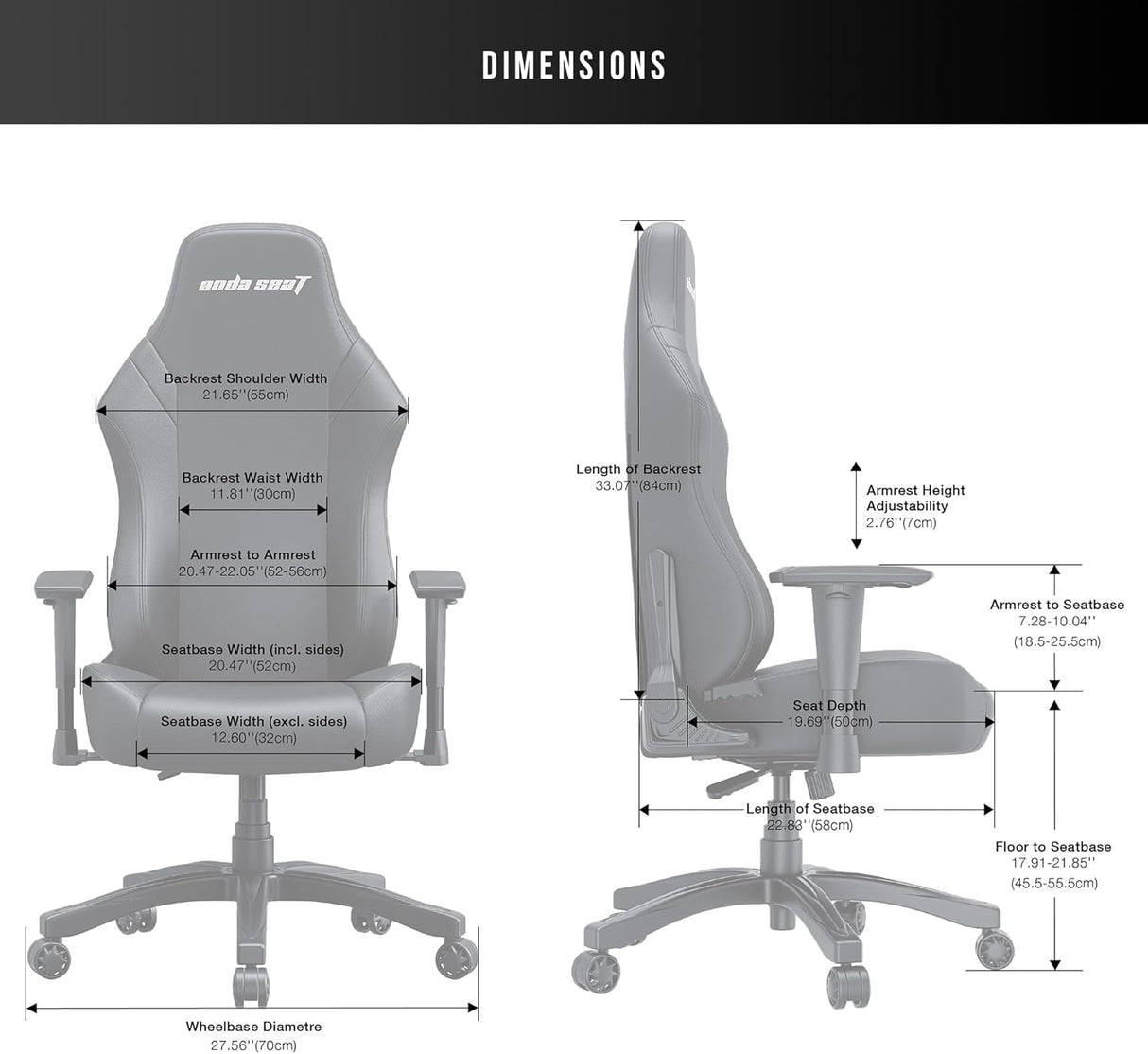Anda Seat Luna Premium Adjustable Reclining Gaming Chair - Black & Orange