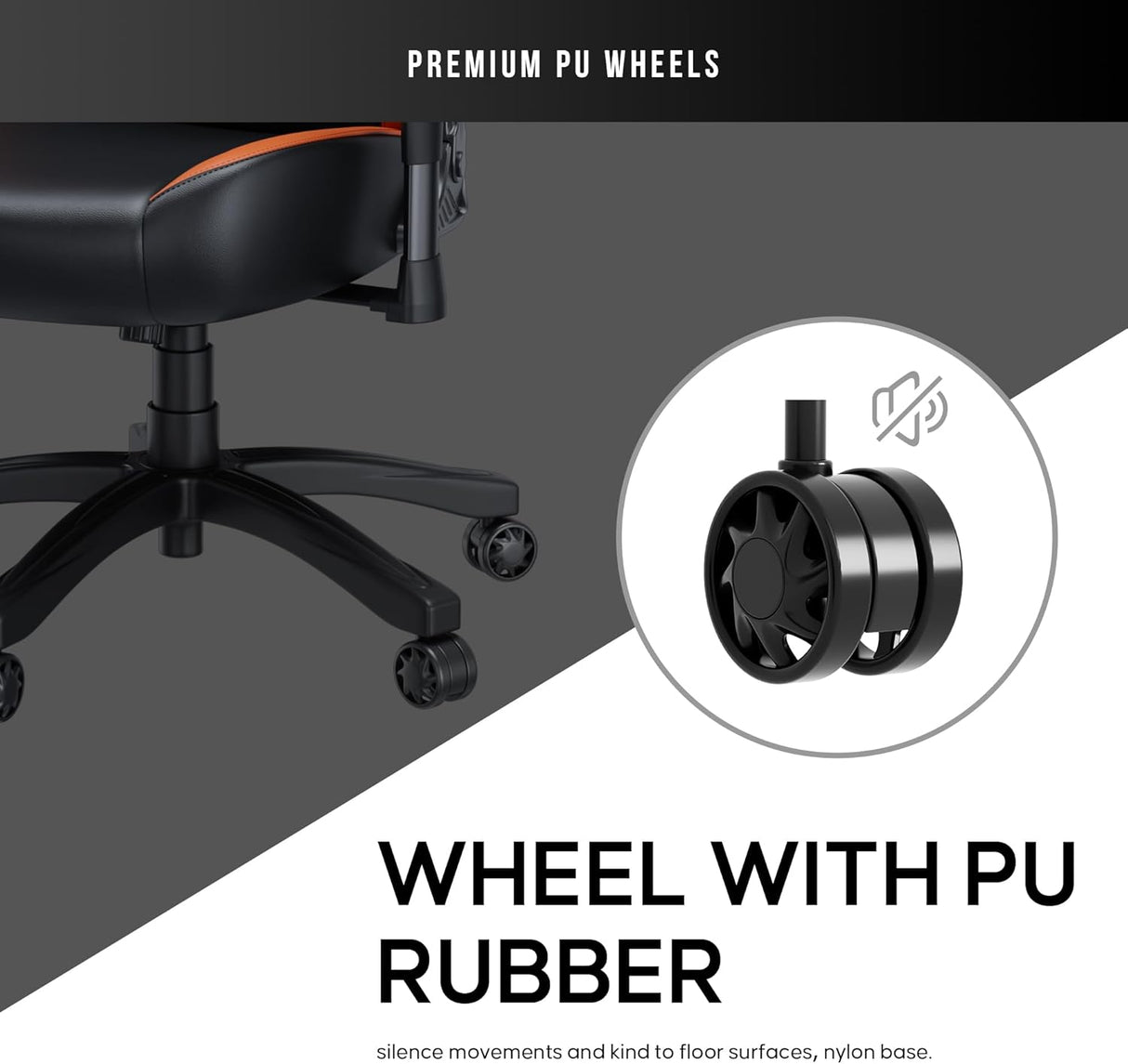 Anda Seat Luna Premium Adjustable Reclining Gaming Chair - Black & Orange