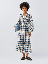 AND/OR Kimmy Geometric Print Long Sleeve V-Neck Dress UK 8 - Multi