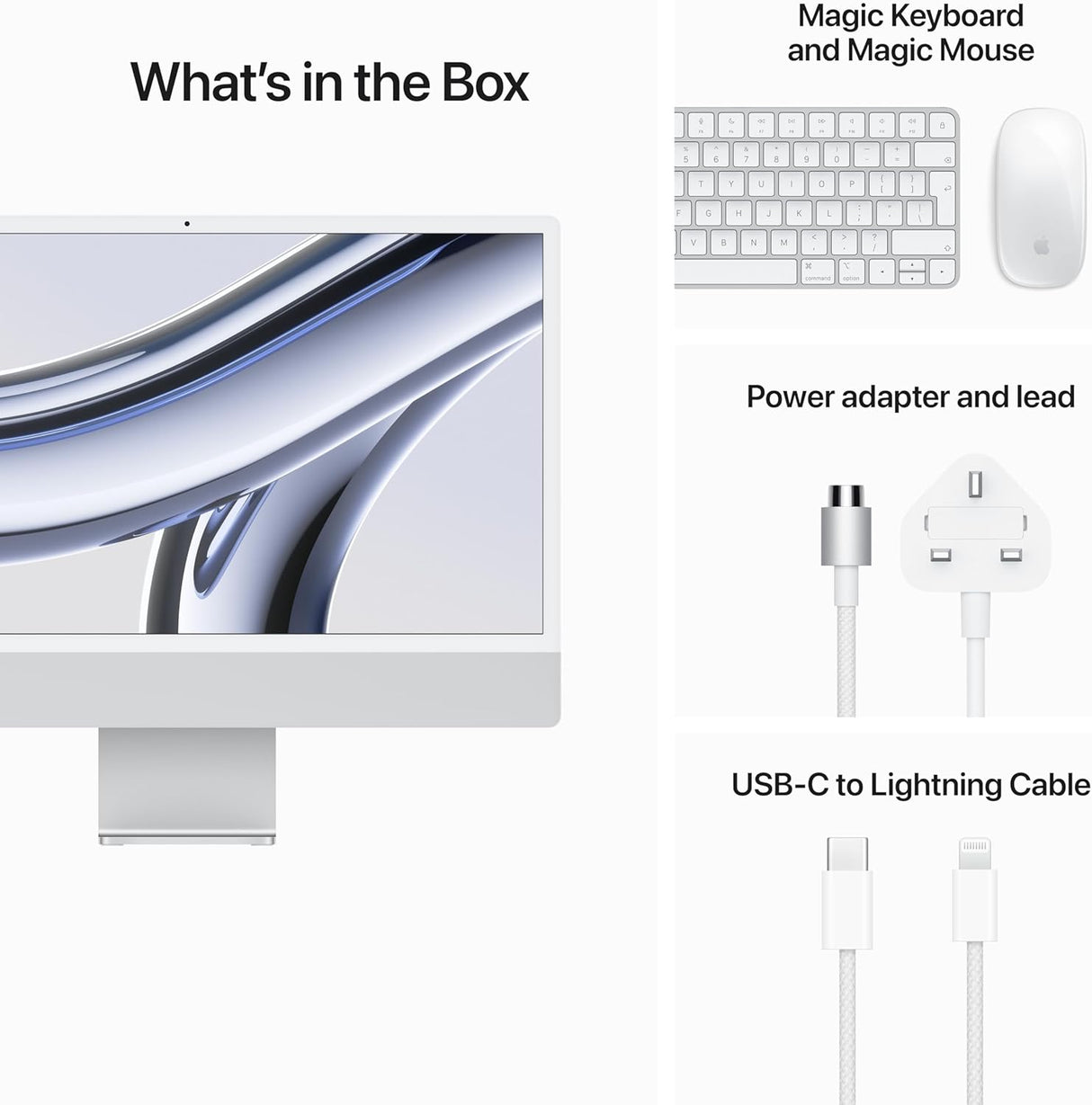 Apple 2023 iMac 4.5K M3 8GB RAM 256GB SSD 24" All-in-One Desktop PC - Silver