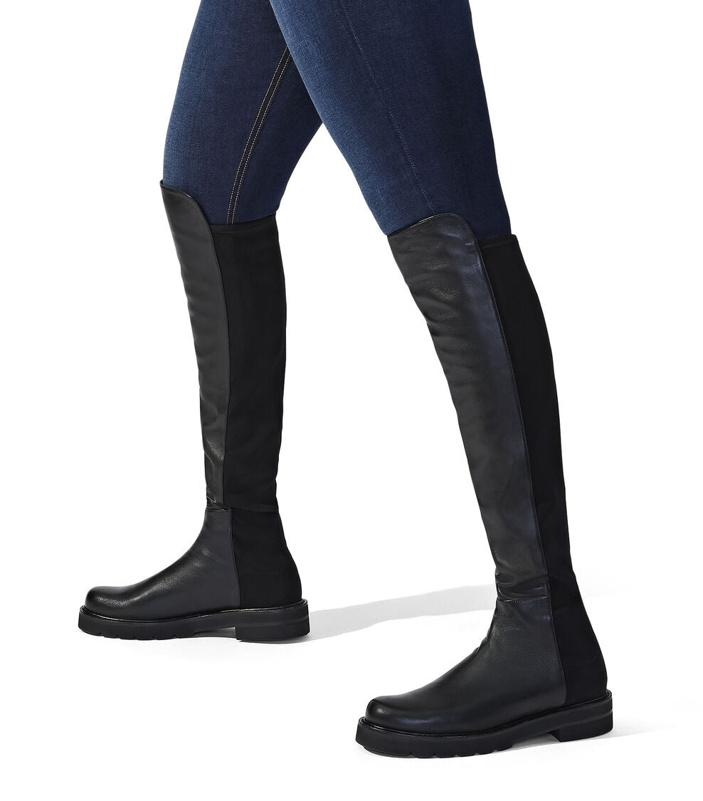 Stuart Weitzman 5050 Lift Women's Back Stretch Knee High Boots - Black - UK4