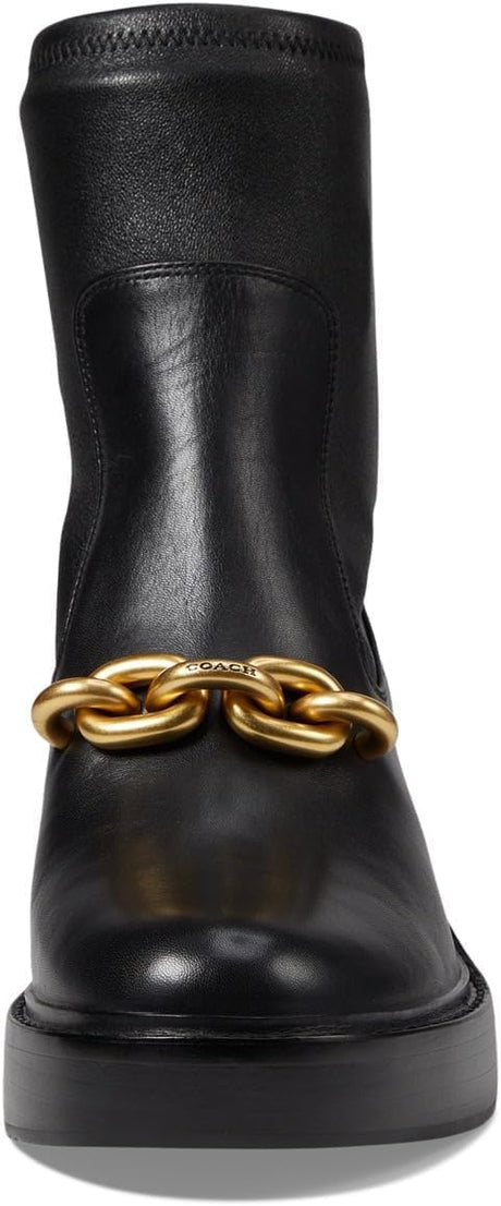 Coach Women's Pull On Ankle Boots Kenna Leather Bootie - Black - Size UK6