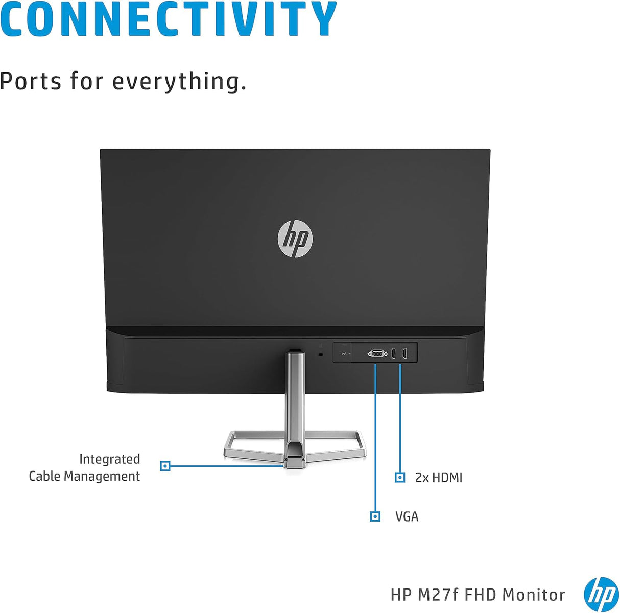 HP M27f Ultraslim Borderless HDMI VGA Full HD 1080p 27" IPS Monitor - Silver