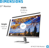 HP M27f Ultraslim Borderless HDMI VGA Full HD 1080p 27" IPS Monitor - Silver