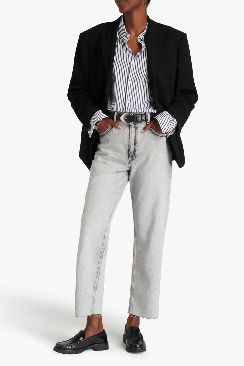 Rag & Bone Harlow Mid Rise Vintage Stretch Straight Cut Jeans - Glacier - 31