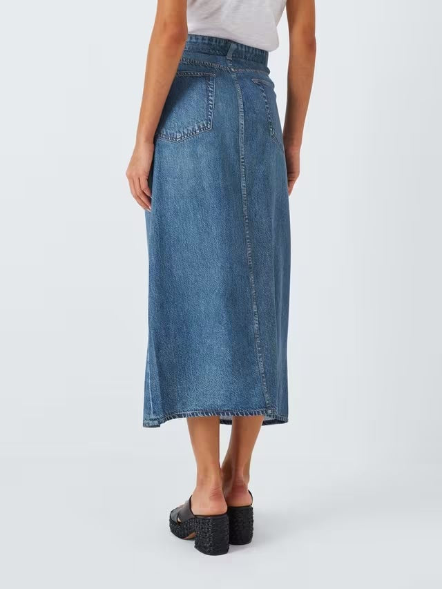 rag & bone Women's Clara Denim Front Split Midi Skirt - Cameron - Size 32