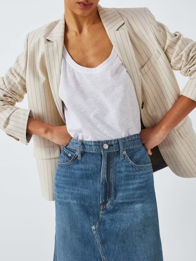 rag & bone Women's Clara Denim Front Split Midi Skirt - Cameron - Size 32
