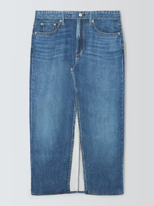 rag & bone Women's Clara Denim Front Split Midi Skirt - Cameron - Size 32
