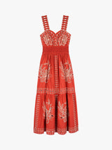 Rails Fawn Embroidered Cotton Regular Fit Midi Dress Terracotta - Size XS