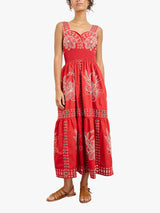 Rails Fawn Embroidered Cotton Regular Fit Midi Dress Terracotta - Size XS