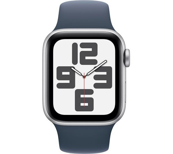 Apple Watch SE 2023 40mm GPS Smartwatch - Silver/Storm Blue Sports Band S/M