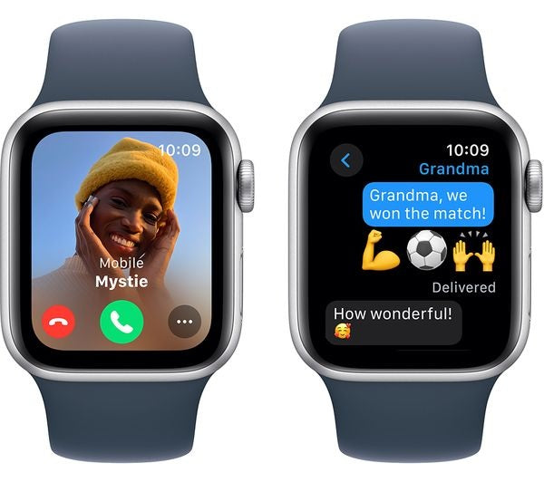 Apple Watch SE 2023 40mm GPS Smartwatch - Silver/Storm Blue Sports Band S/M