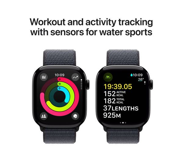 Apple Watch Series 10 GPS 46mm One Size Smartwatch - Jet Black Sport Loop