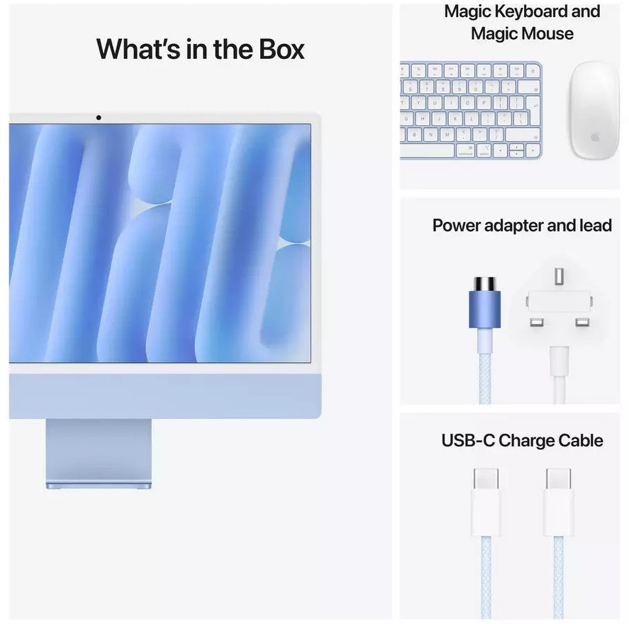 Apple iMac 2024 24'' 4.5K M4 8-Core 16GB RAM 256GB All-in-One PC - Blue