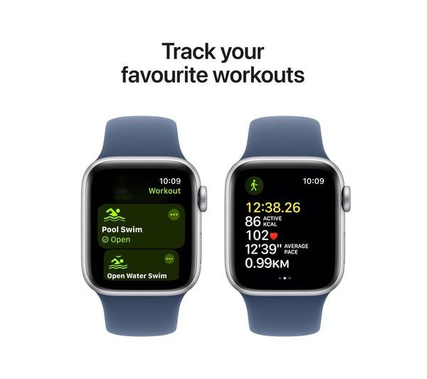 Apple Watch SE Gen 2 GPS 40mm Smartwatch - S/M - Silver/Denim Sport Band