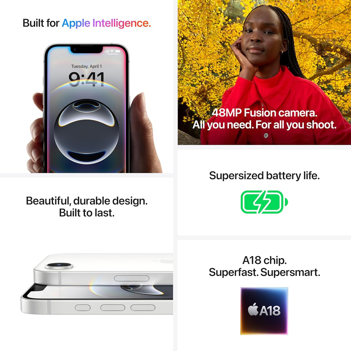 Apple iPhone 16e 5G 6.1'' iOS AI Smartphone 256GB Unlocked SIM-Free - Black