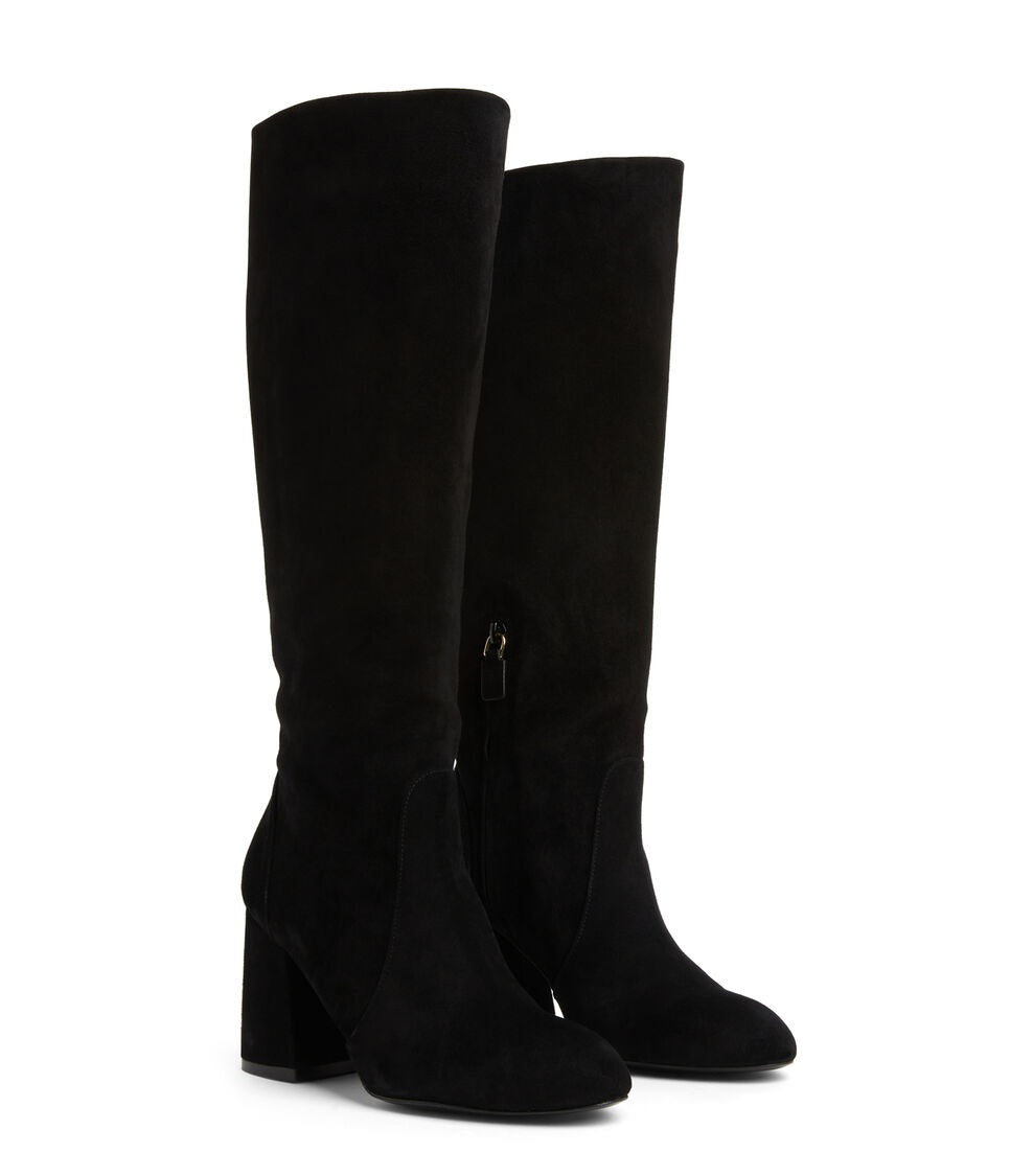 Stuart Weitzman Women's Flareblock 85 Black Suede Knee-High Slouch Boot UK 5