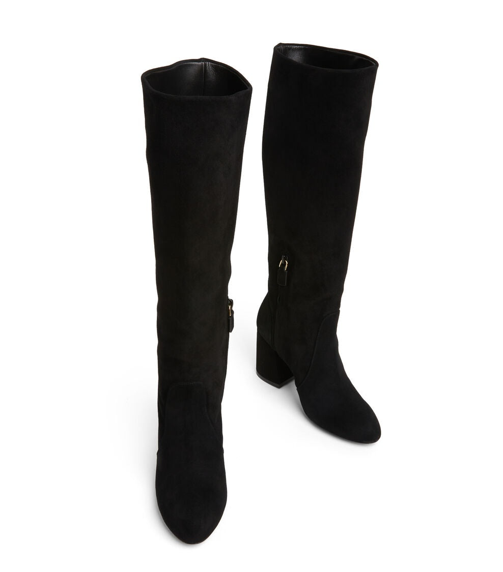 Stuart Weitzman Women's Flareblock 85 Black Suede Knee-High Slouch Boot UK 5