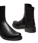 Stuart Weitzman 5050 Bold Bootie Block Heel Black Leather Ankle Boots - UK4