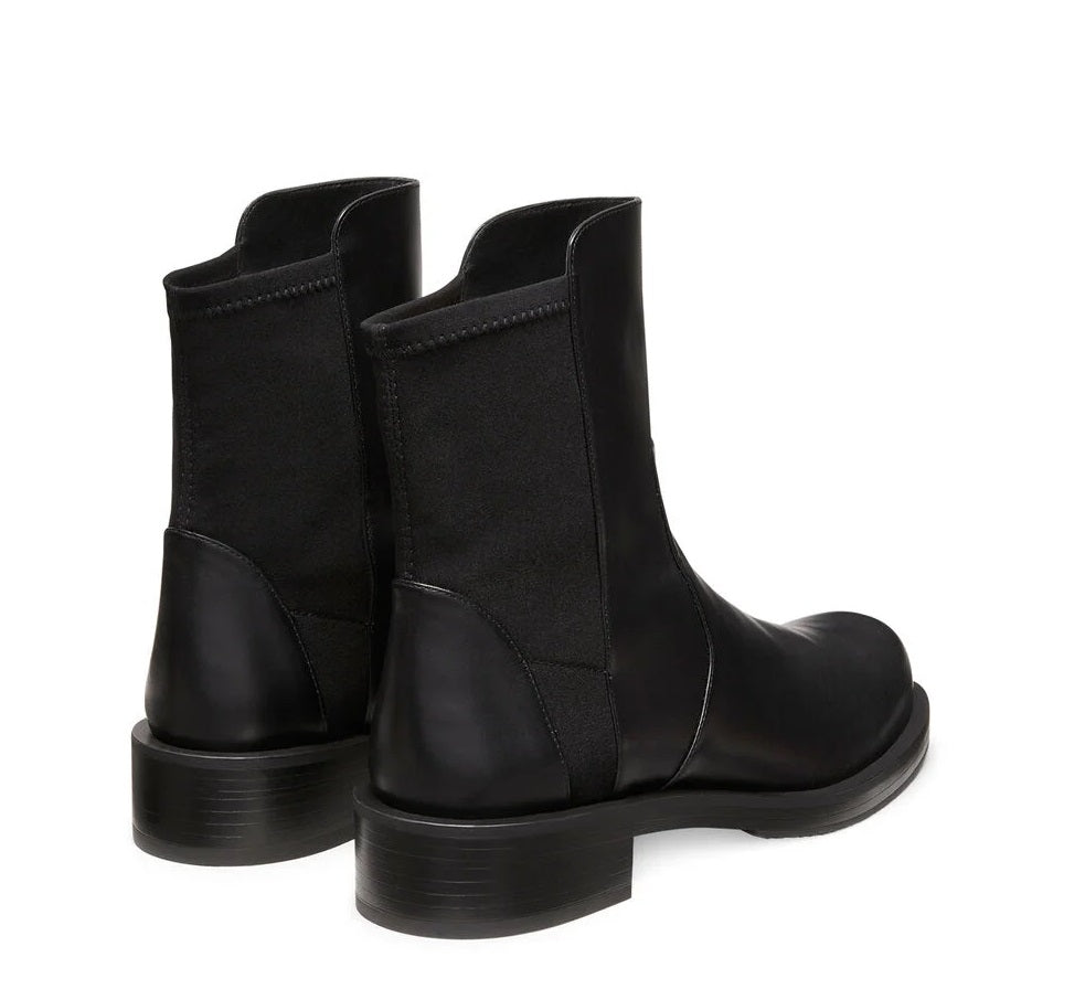 Stuart Weitzman 5050 Bold Bootie Block Heel Black Leather Ankle Boots - UK4