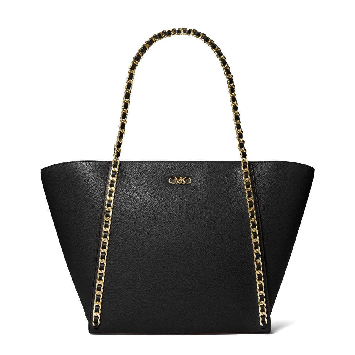Michael Kors Westley Large Pebbled Leather Chain-Link Tote Bag - Black