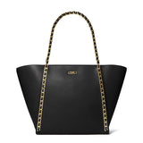 Michael Kors Westley Large Pebbled Leather Chain-Link Tote Bag - Black