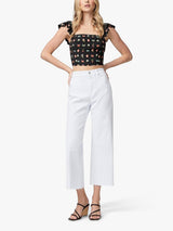 Paige Womens Anessa Raw Hem Cropped Wide Leg Jeans Crisp White - Size 28
