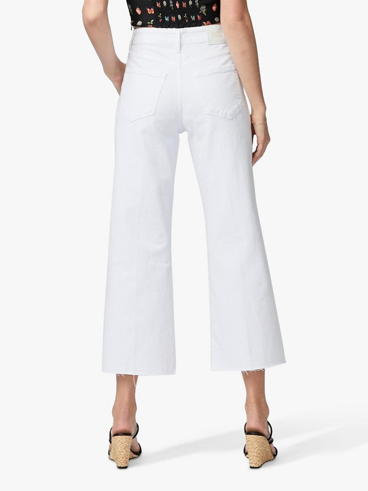 Paige Womens Anessa Raw Hem Cropped Wide Leg Jeans Crisp White - Size 28
