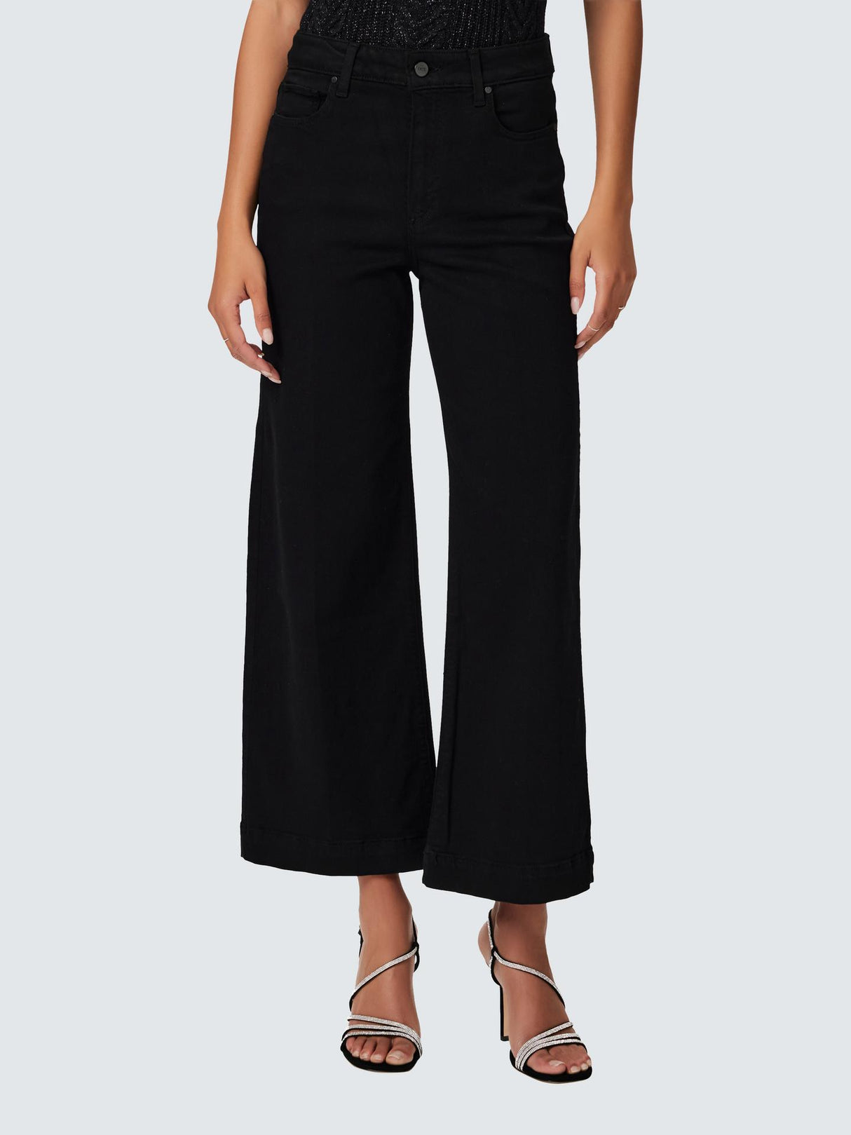 Paige Anessa Womens High Rise Wide Leg Ankle Grazer Jeans - Size 31 - Black