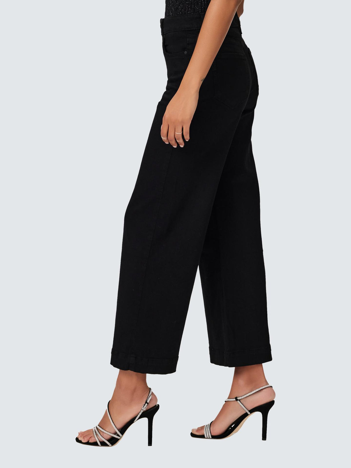 Paige Anessa Womens High Rise Wide Leg Ankle Grazer Jeans - Size 31 - Black