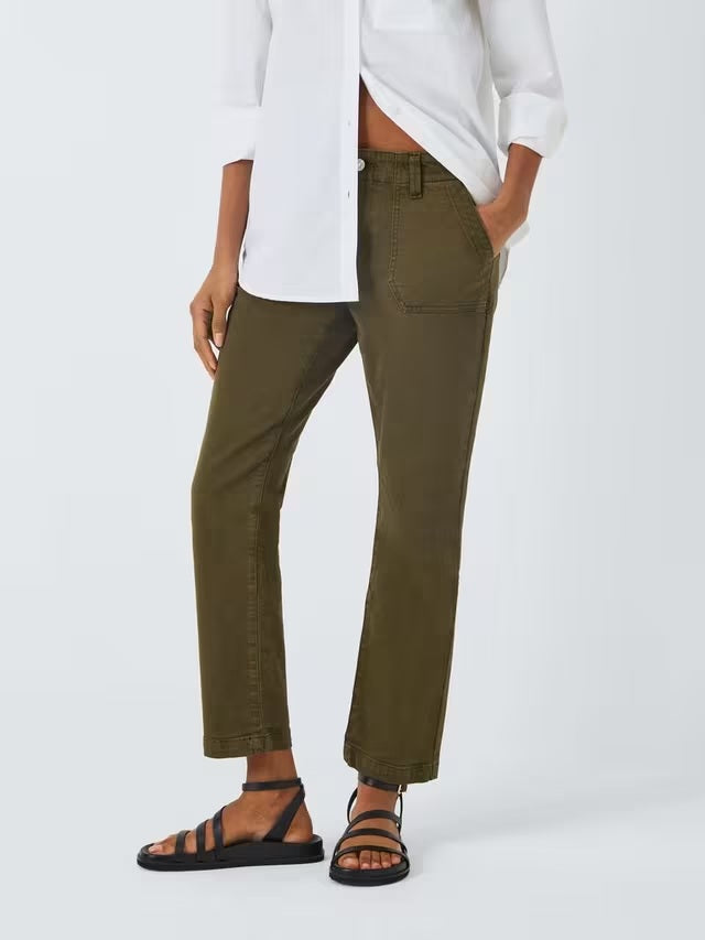PAIGE Mayslie Women's Straight Leg Ankle Trousers - Vintage Olive - Size 24