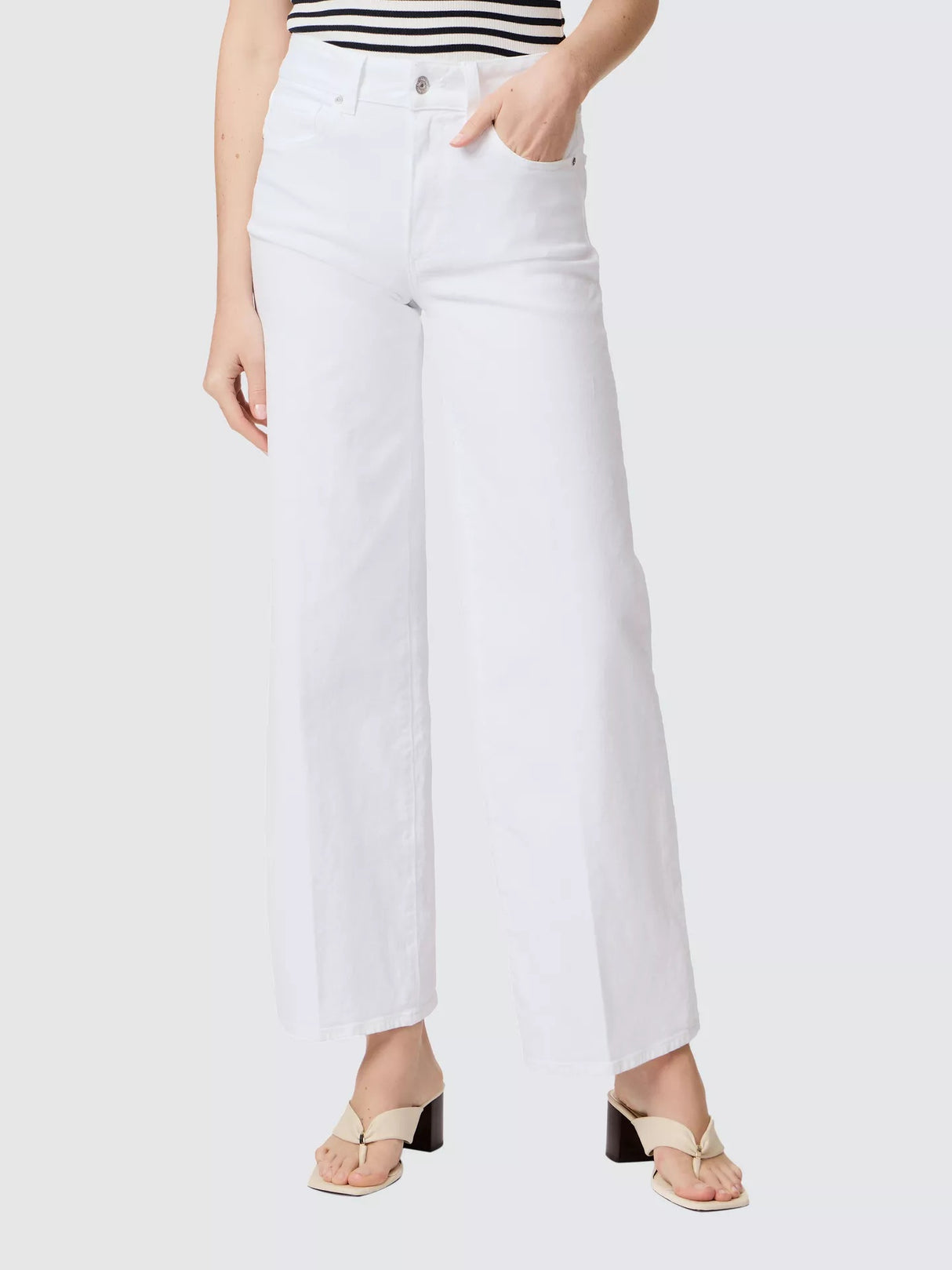 PAIGE Women's Sasha High Waist Wide Leg Jeans - White - Size 32/UK 14-16