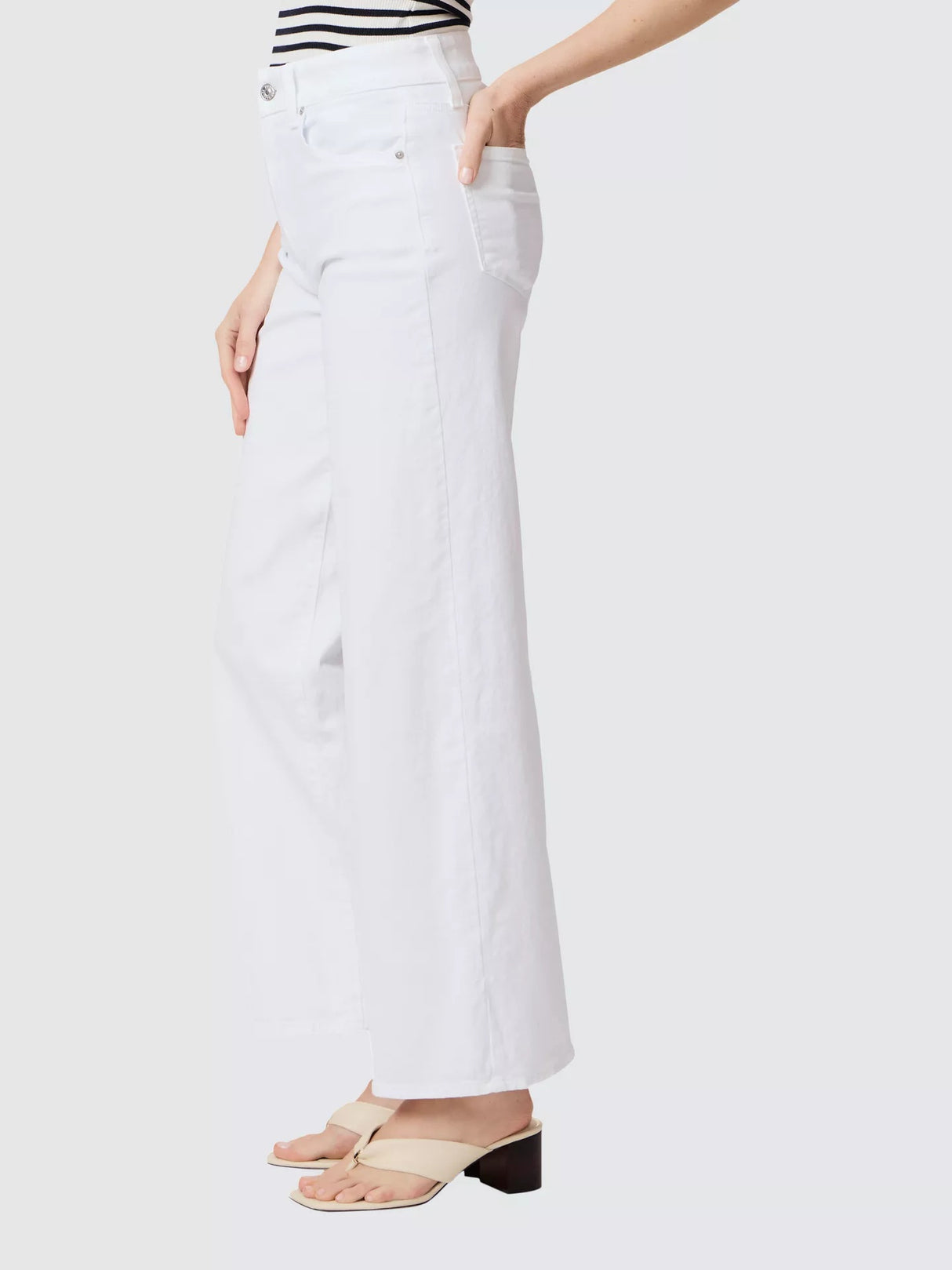PAIGE Women's Sasha High Waist Wide Leg Jeans - White - Size 32/UK 14-16
