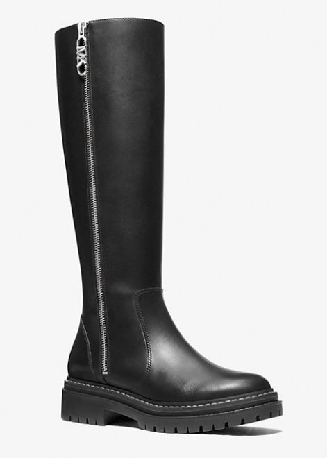 Michael Kors Regan Women's Round Toe Knee High Leather Boots - Black - UK5.5