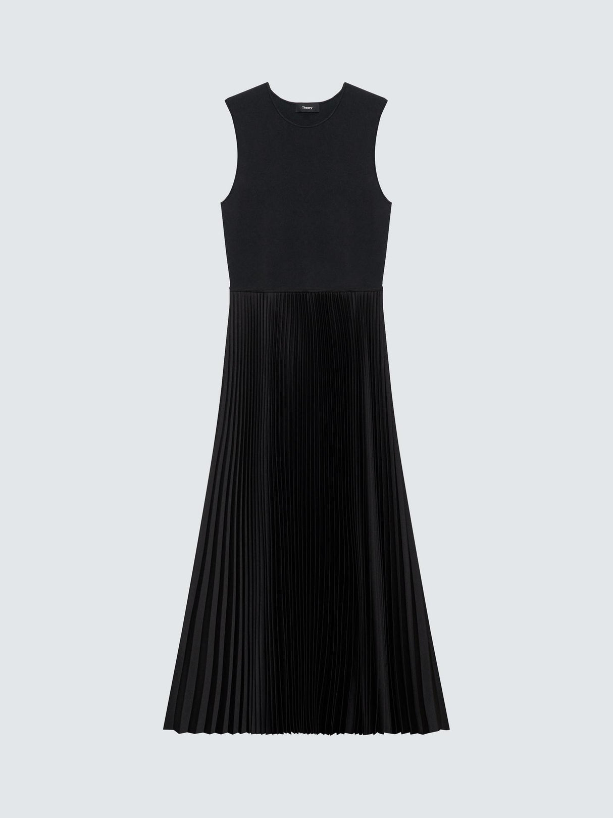 Theory Pleat Womens Regular Fit Rayon Sleeveless Midi Dress Black - Size S