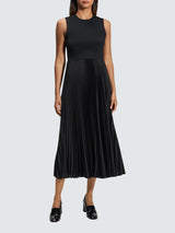 Theory Pleat Womens Regular Fit Rayon Sleeveless Midi Dress Black - Size S