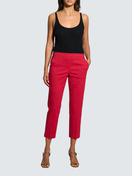 Theory Treeca Womens Wool Rich Low Rise Tailored Trousers Bright Red Size 8