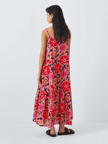Velvet by Graham & Spencer Silk/Cotton Kate Tiered Midi Dress - Cameo - L