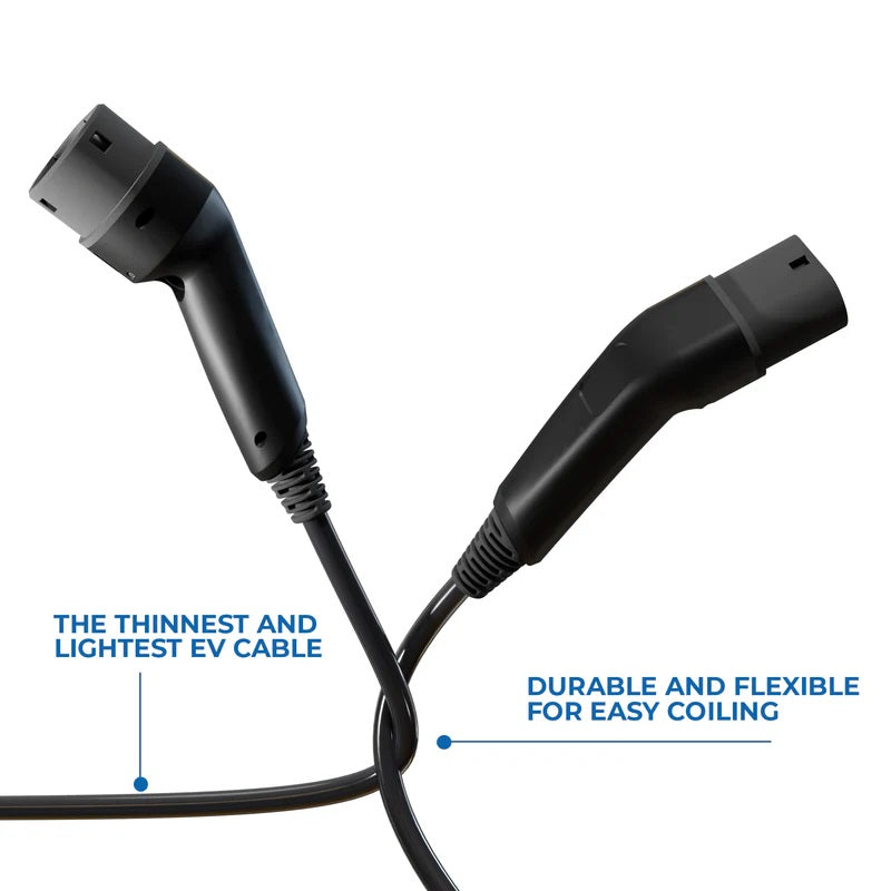 Wottz Type 2 to Type 2 32A 7.4kW EV Charging Cable 5m - Black - Kazoop 