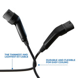 Wottz Type 2 to Type 2 32A 7.4kW EV Charging Cable 5m - Black - Kazoop 