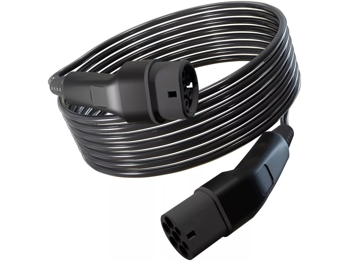 Wottz Type 2 to Type 2 32A 7.4kW Electric Vehicle Black Charging Cable 17.5m
