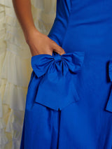 Sister Jane Womens Sleeveless Bow Detail Cotton Blend Midi Dress Blue Size 6