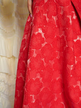 Sister Jane Maria Womens Polyester Floral Jacquard Midi Dress - Size 14 Red