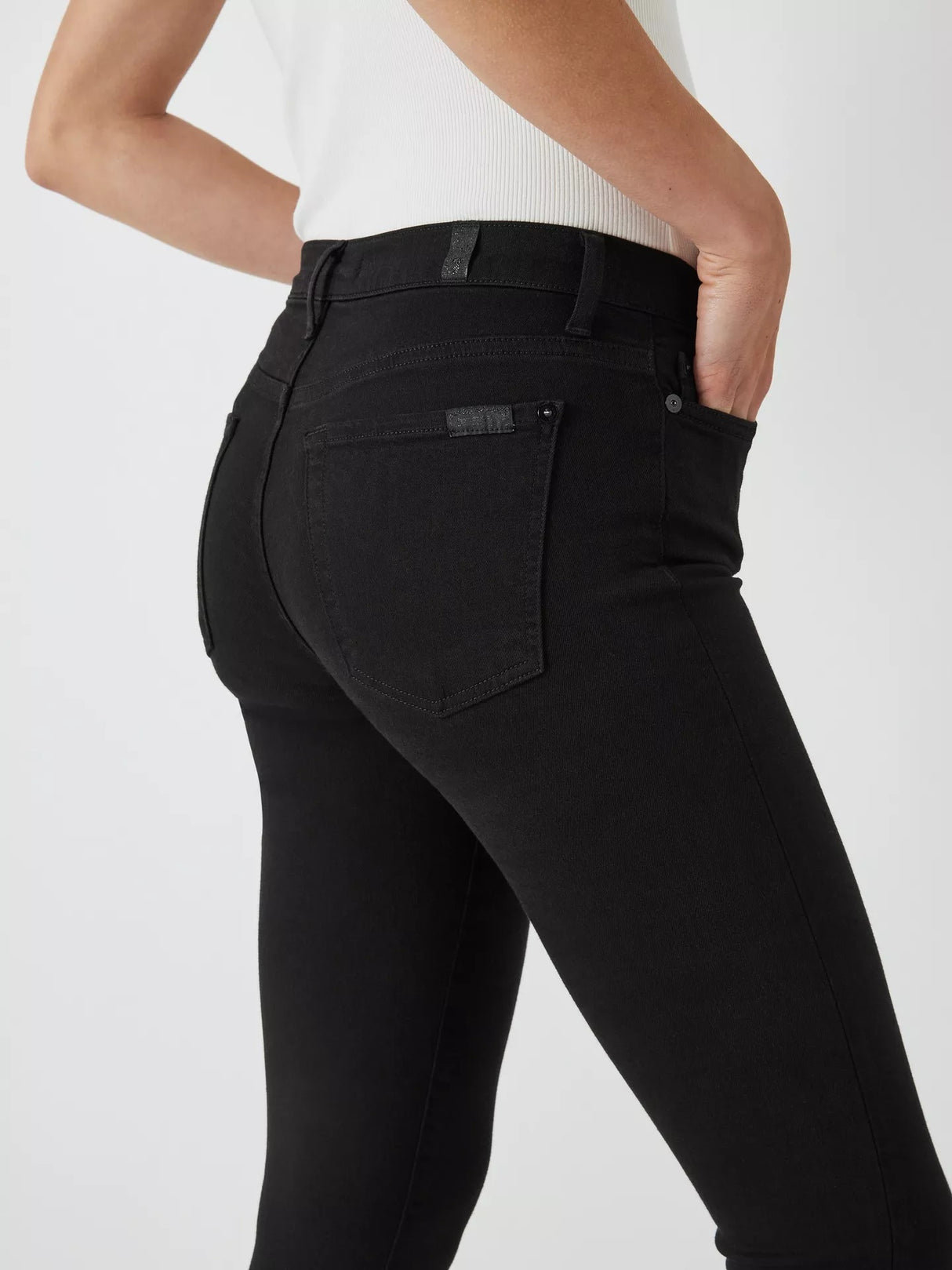 7 For All Mankind Skinny Slim Illusion Luxe Jeans - Rinse Black - Size 25 - Kazoop 