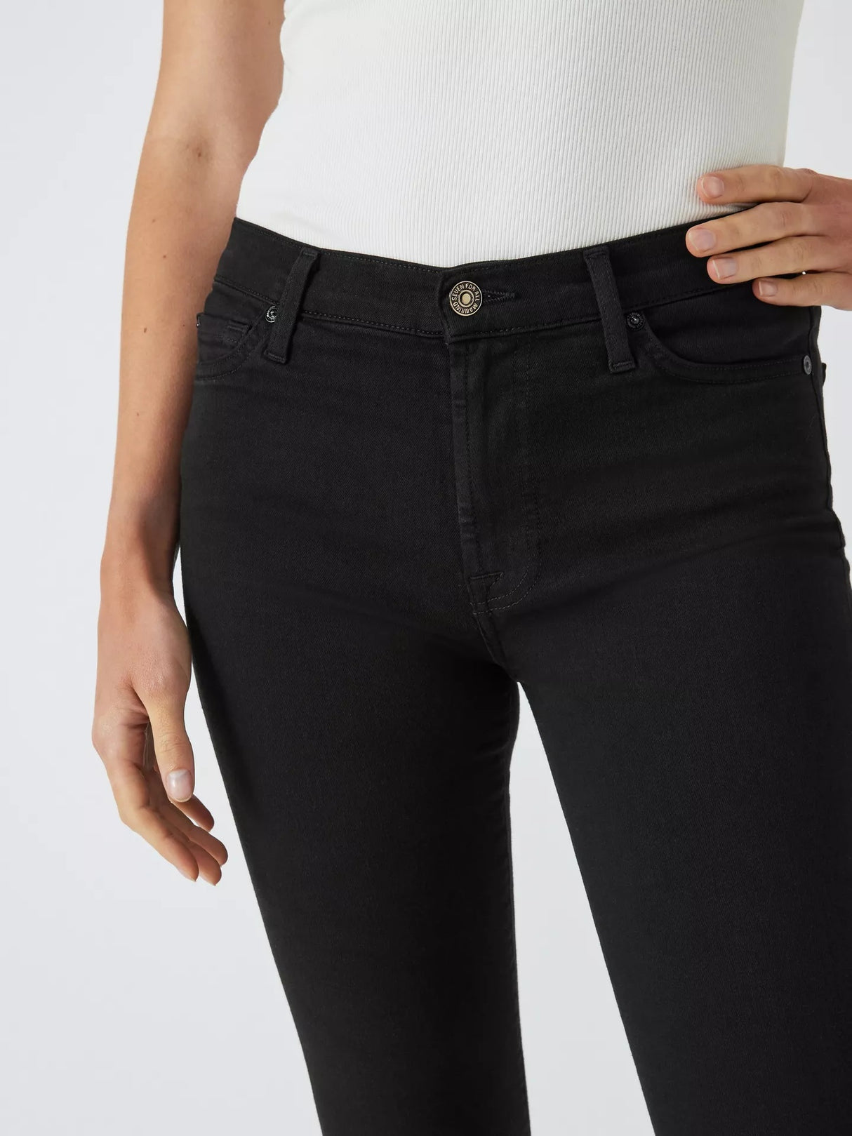 7 For All Mankind Skinny Slim Illusion Luxe Jeans - Rinse Black - Size 25 - Kazoop 
